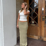 Zoe Strikket Maxi Nederdel - Khaki - ByStenholt.dk