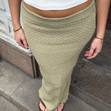 Zoe Strikket Maxi Nederdel - Khaki - ByStenholt.dk