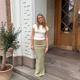 Zoe Strikket Maxi Nederdel - Khaki - ByStenholt.dk